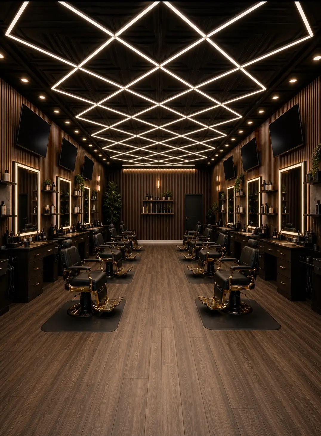 Center aisle under the diamond LED ceiling grid